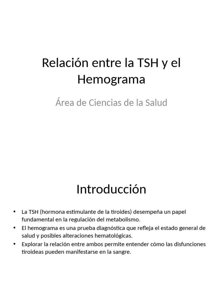 Relación entre TSH y Hemograma | PDF