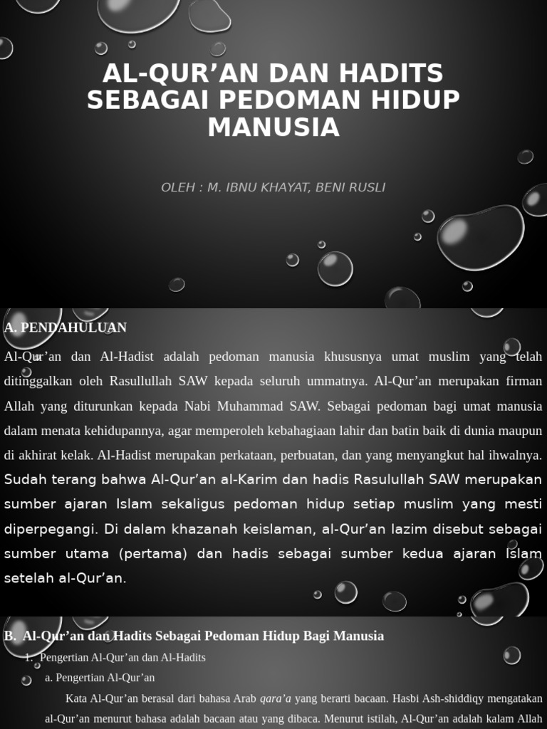 Pedoman Hidup Berdasarkan Al-Qur'an dan Hadits | PDF