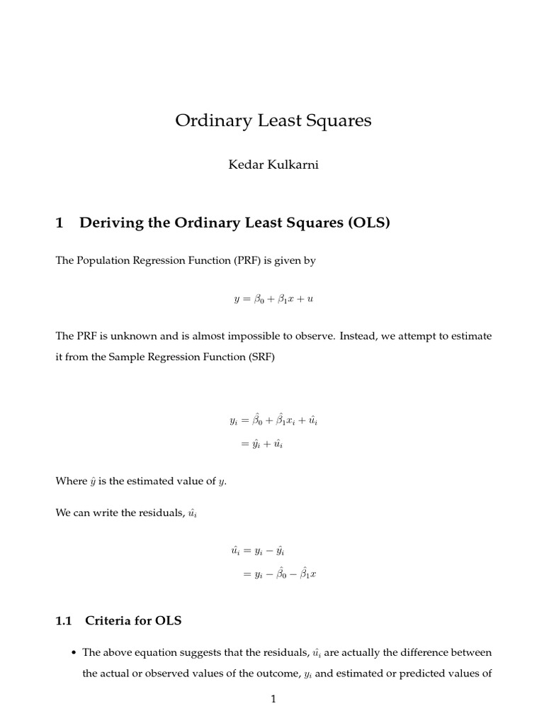 Understanding Ordinary Least Squares (OLS) | PDF | Errors And Residuals ...