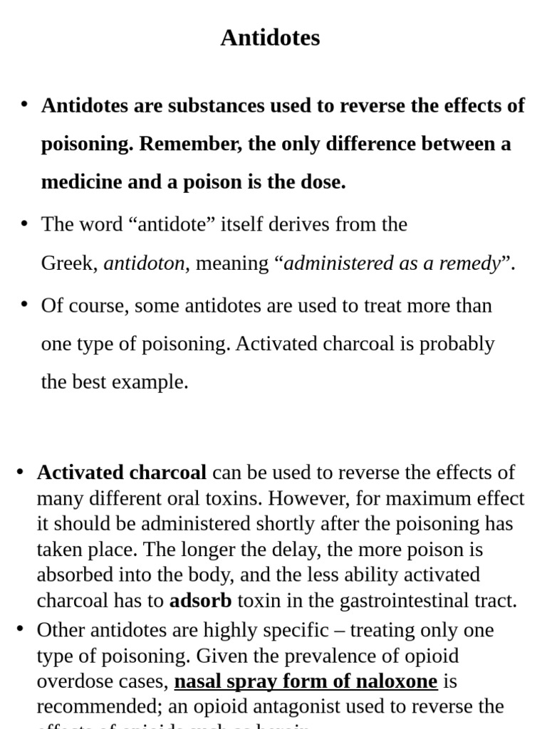 Common Drug Antidotes Explained | PDF