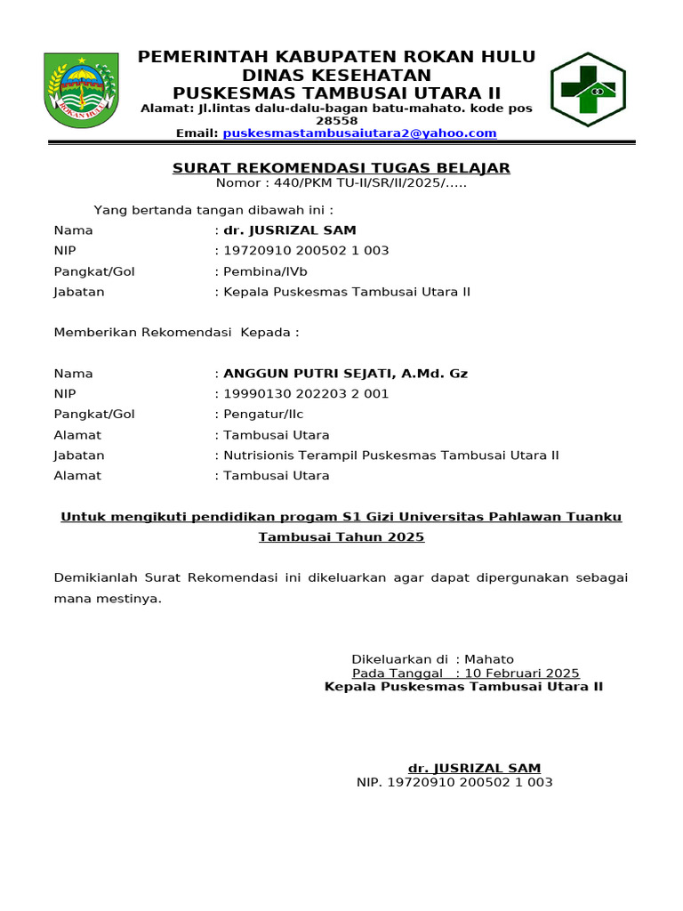 Surat Rekom Anggun | PDF