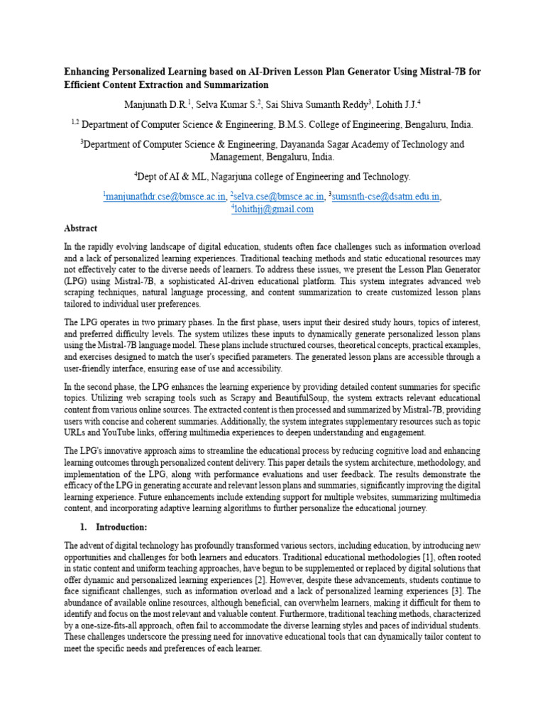 Enhancing Personalized Learning Based On AI - Paper | PDF | Usability ...