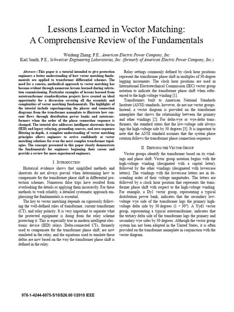 Vector Matching Fundamentals for Engineers | PDF | Transformer ...