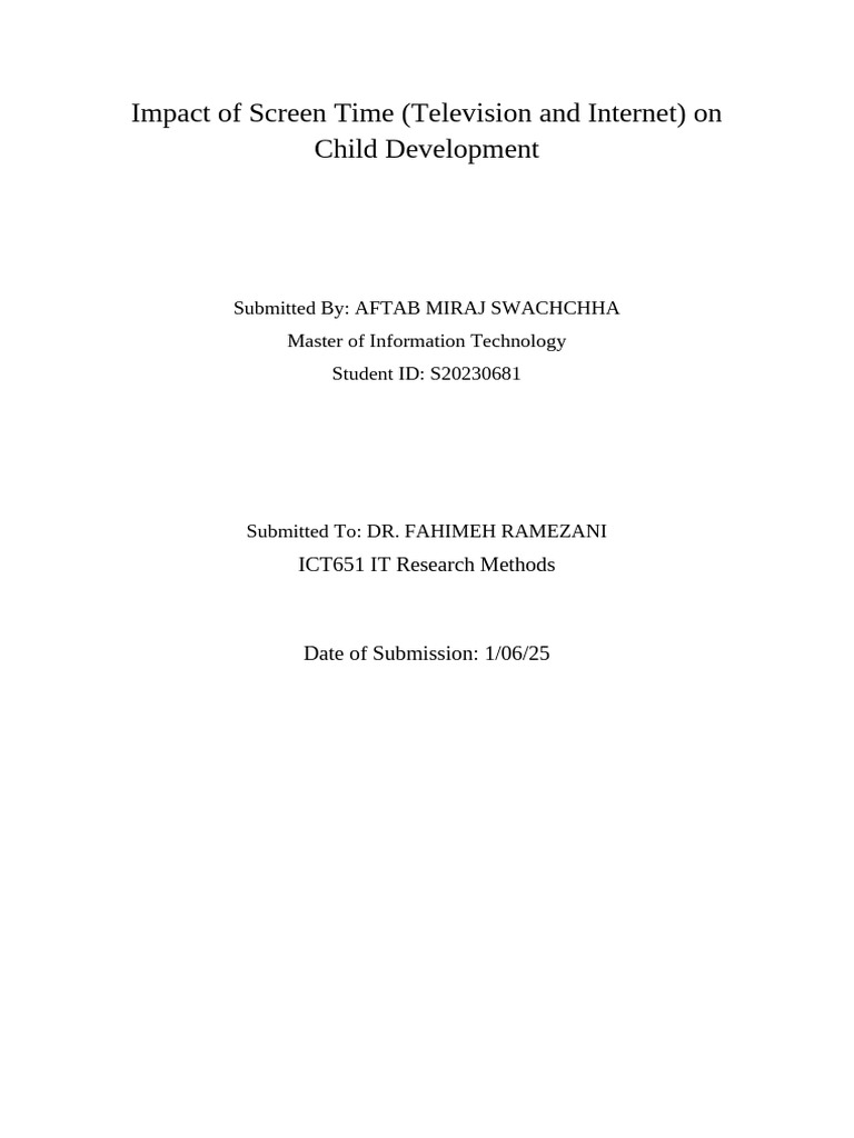 Screen Time Effects on Child Development | PDF | Adolescence | Popular ...