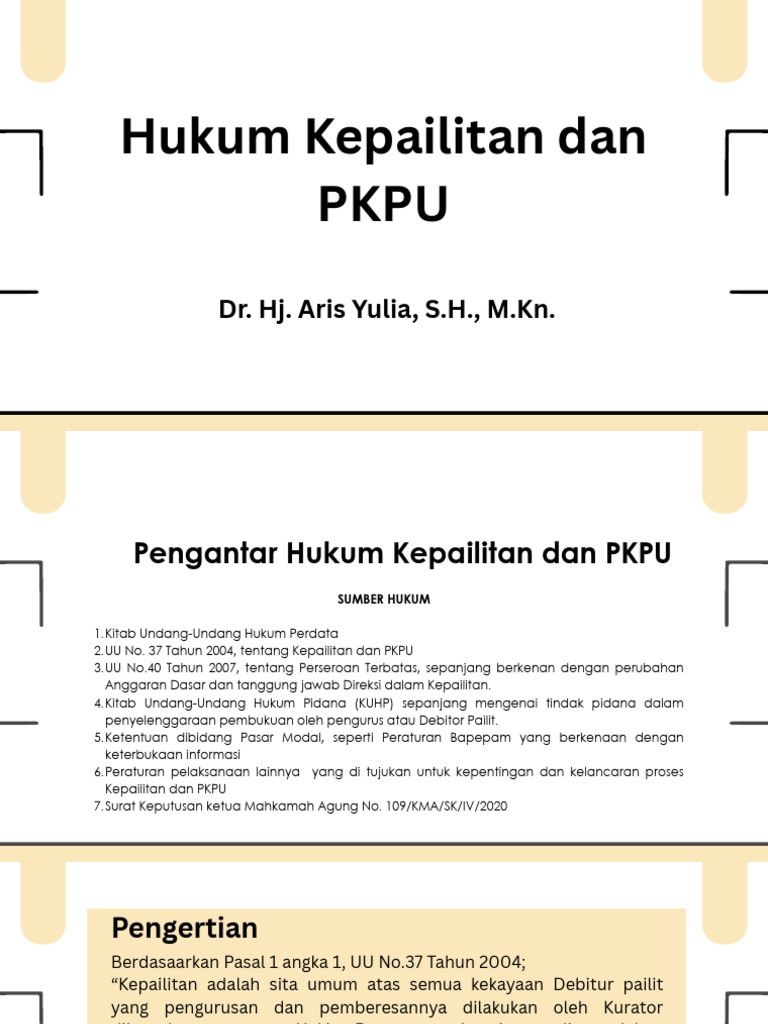 Hukum Kepailitan dan PKPU di Indonesia | PDF