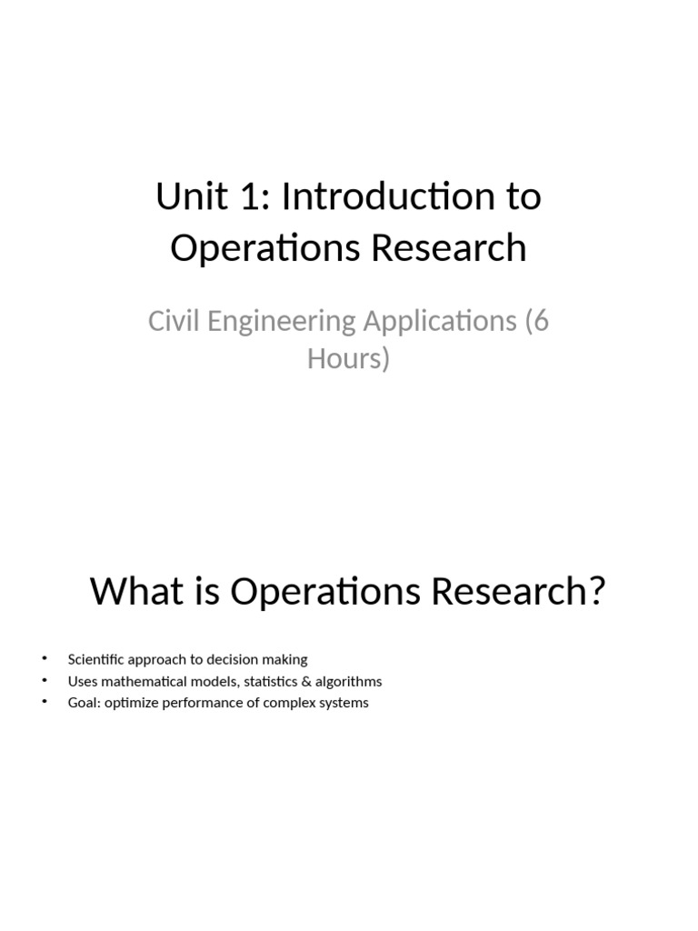 Operations Research in Civil Engineering | PDF | Mathematical ...