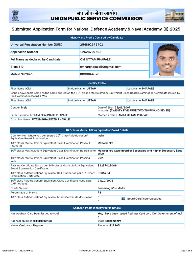 NDA & Naval Academy Application 2025 | PDF