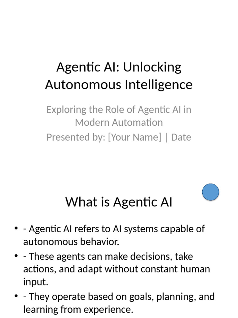 Agentic AI: A Guide to Autonomous Systems | PDF
