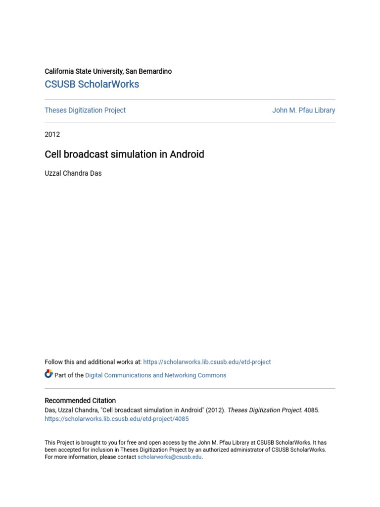 Cell Broadcast Simulation in Android | PDF | Android (Operating System ...
