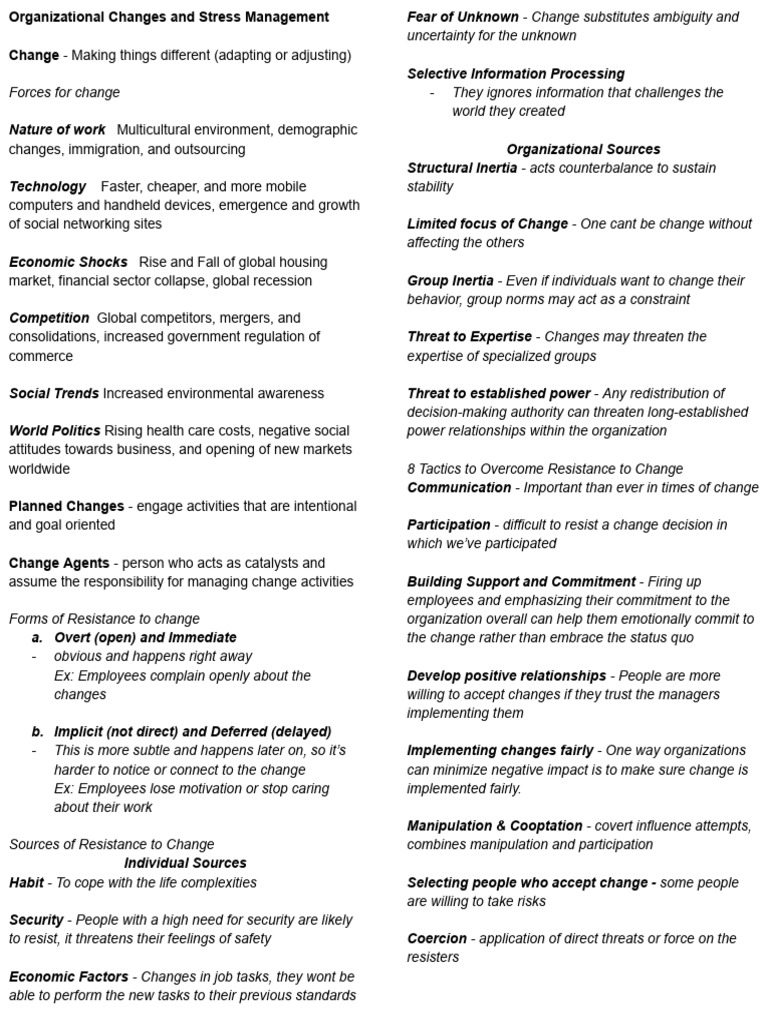 Managing Organizational Change & Stress | PDF | Stress (Biology ...