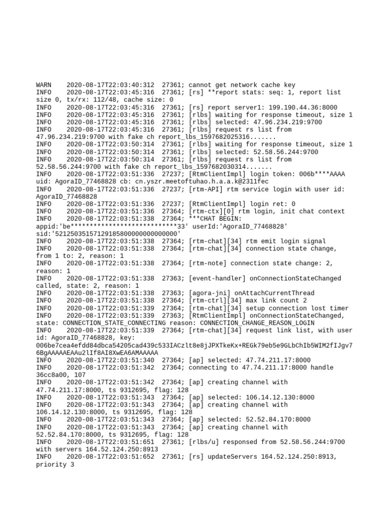 Agora RTM Connection Logs | PDF | Domain Name System | Computer Science