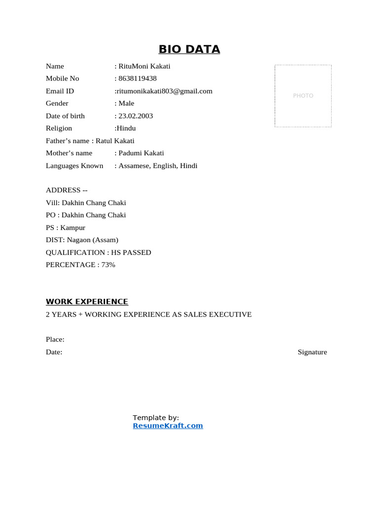 Bio Data Format 3 | PDF
