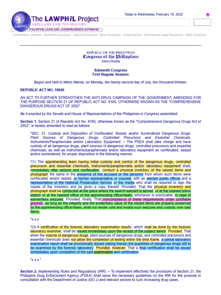Amendments to Anti-Drug Law in Philippines | PDF | President Of The ...