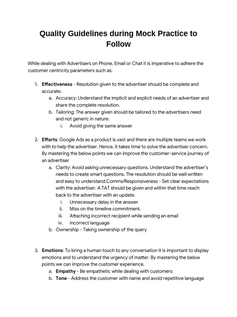 Mock Practice Quality Guidelines for Advertisers | PDF | Advertising ...