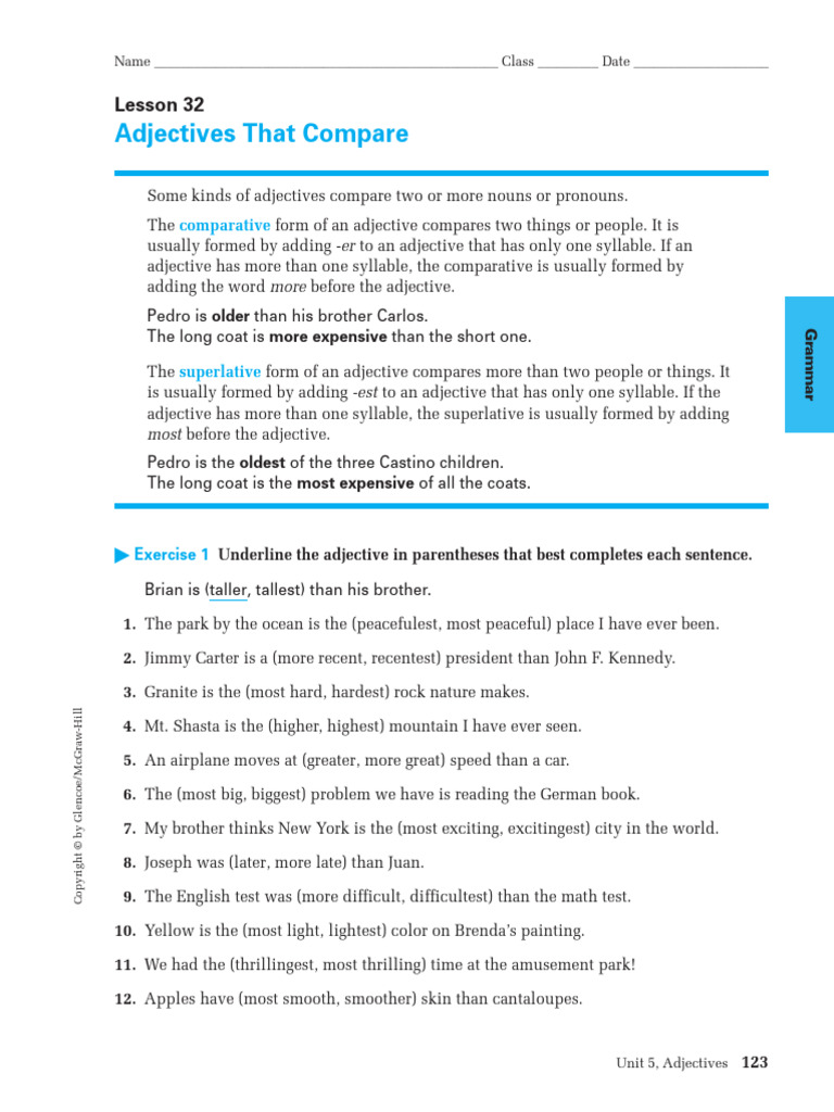 Comparative and Superlative Adjectives | PDF | Adjective | Linguistics