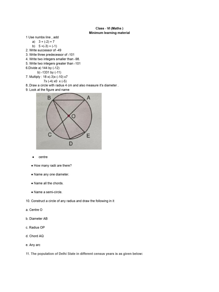 Class VI Maths Learning Activities | PDF | Elementary Geometry ...