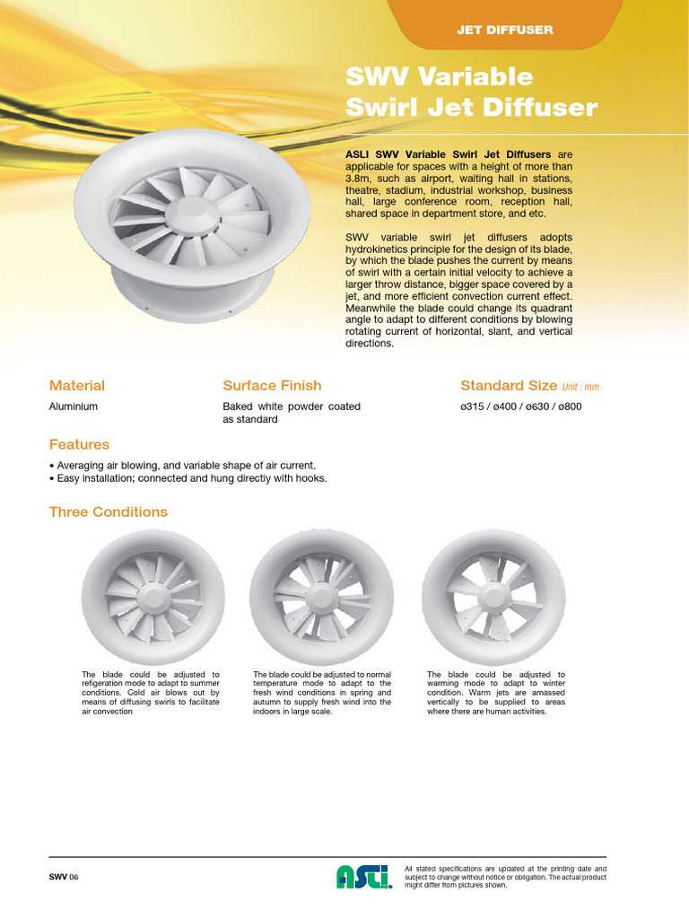 03 - SWV Varial Swirl Jet Diffuser | PDF | Wound | Convection