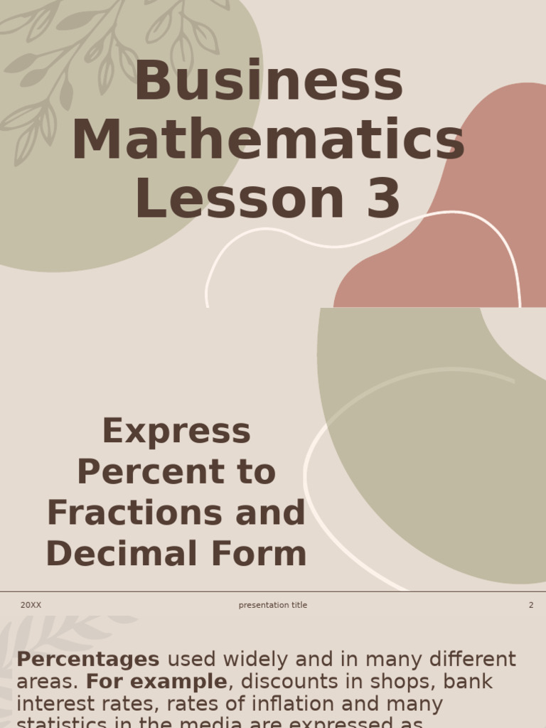 Business Mathematics Lesson 3 | PDF | Percentage | Division (Mathematics)