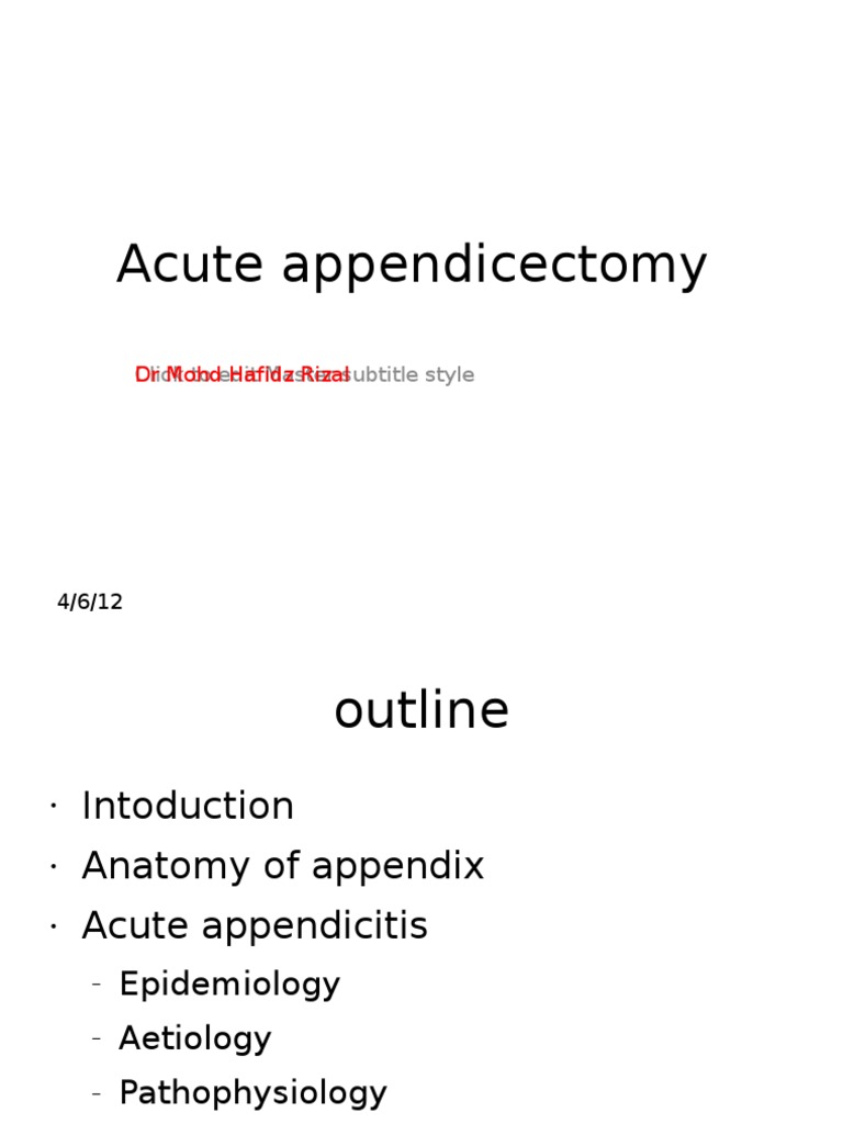 Acute Appendicitis Overview and Surgery | PDF | Rtt | Medical Specialties