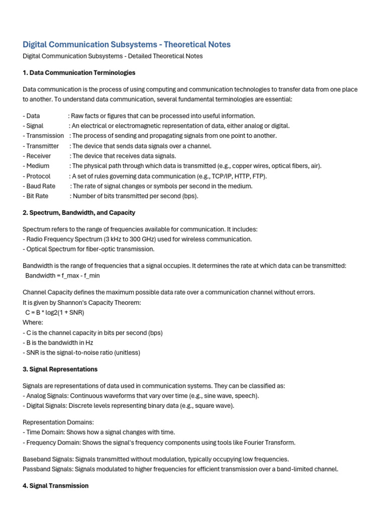 Digital Communication Subsystems Overview | PDF | Telecommunications ...