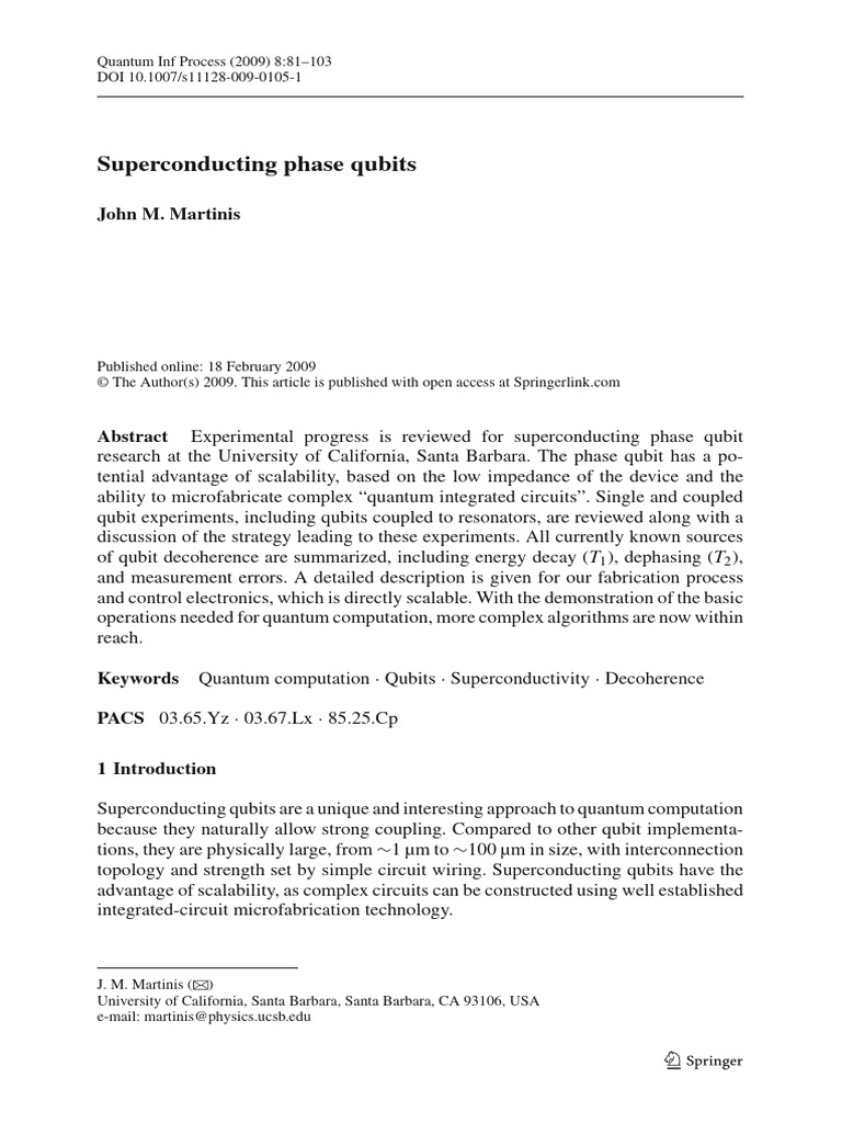 Superconducting Phase Qubits Review | PDF | Quantum Tunnelling ...
