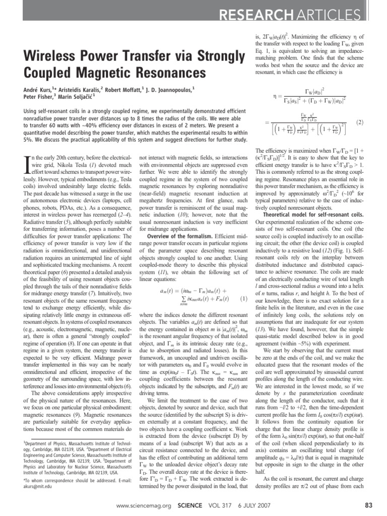 Wireless Power Transfer Modified | PDF | Inductor | Resonance