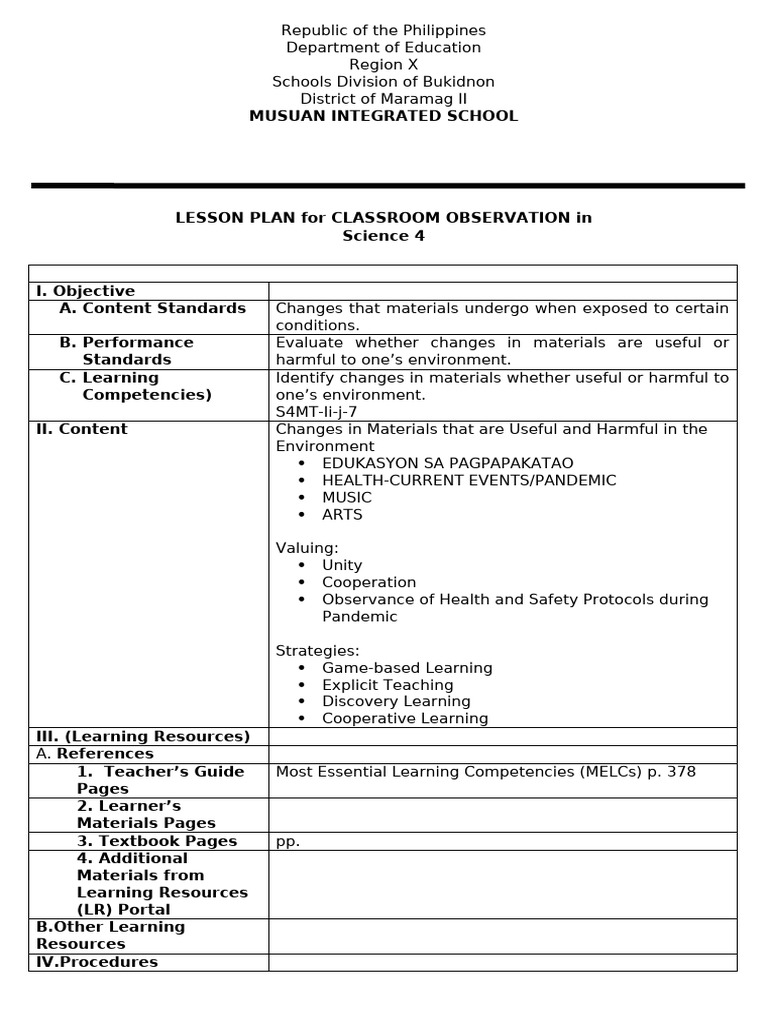 Co Lesson Plan Science 4 Quarter 1 New | PDF | Waste | Waste Management