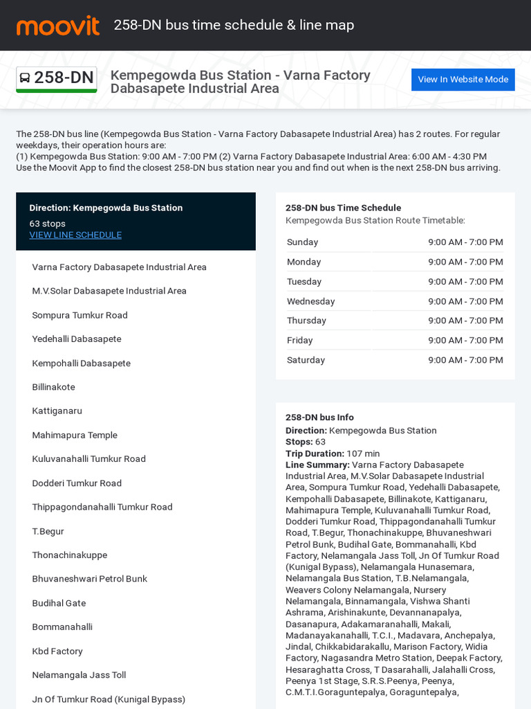 258-DN Bus Schedule & Route Details | PDF | Workweek And Weekend ...