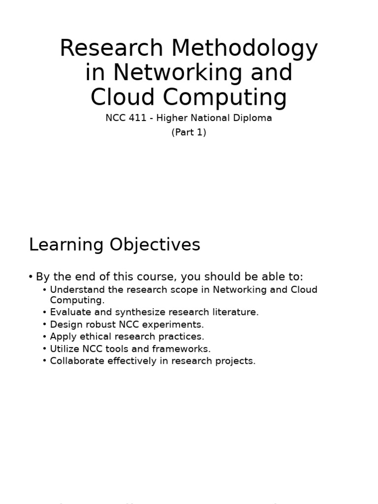 NCC Research Methodology Overview | PDF | Cloud Computing | Machine ...