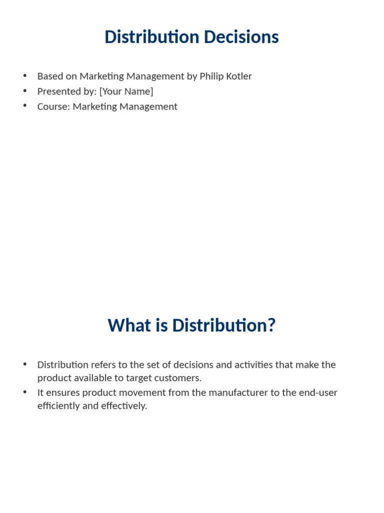 Strategic Distribution Decisions in Marketing | PDF | Marketing | Logistics