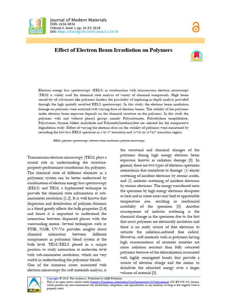 Electron Beam Effects on Polymer Stability | PDF | Polymers | Electron