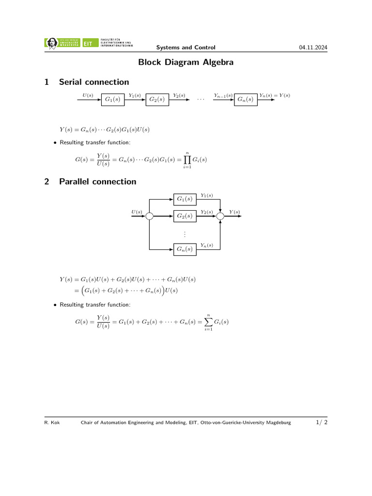Block Diagram Algebra in Control Systems | PDF