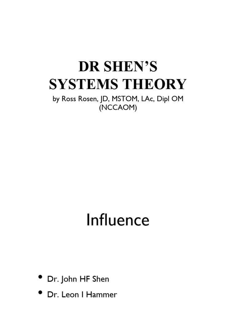 Dr. Shen's Systems Theory Explained | PDF | Stress (Biology ...