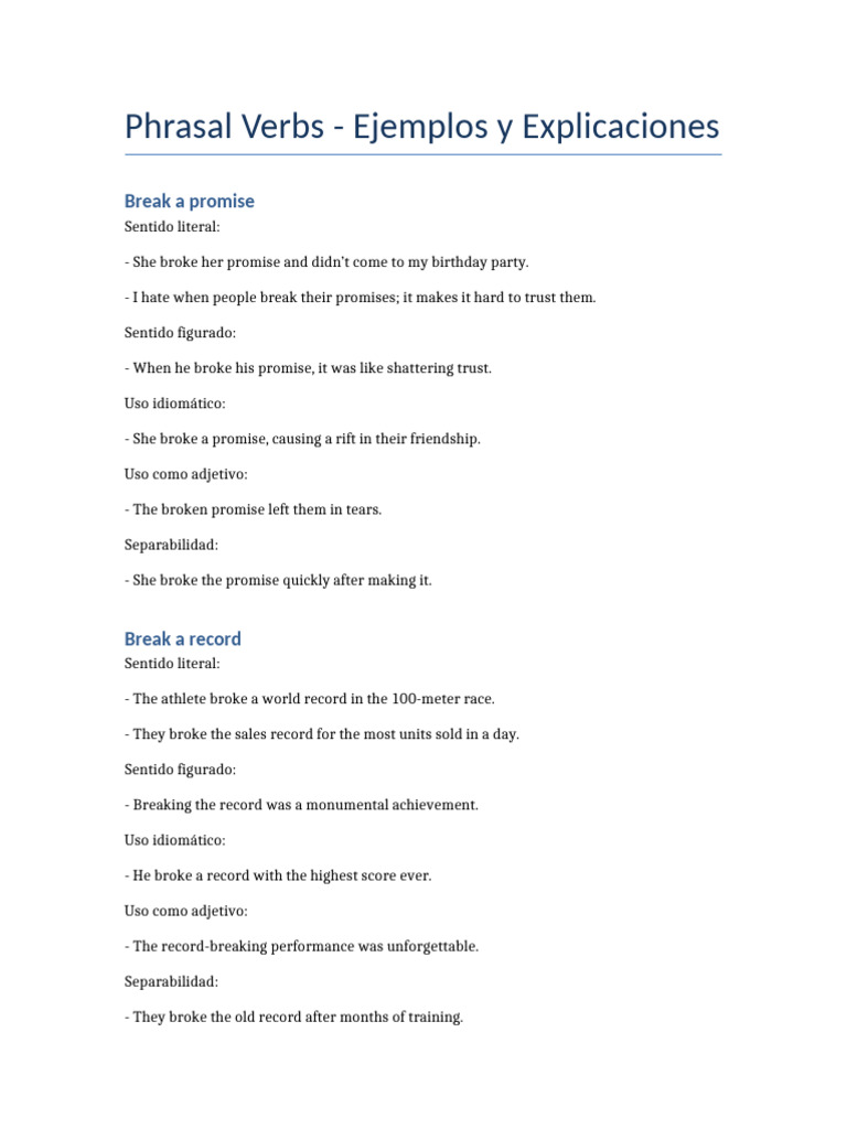 Ejercicios Resueltos de Phrasal Verbs | PDF