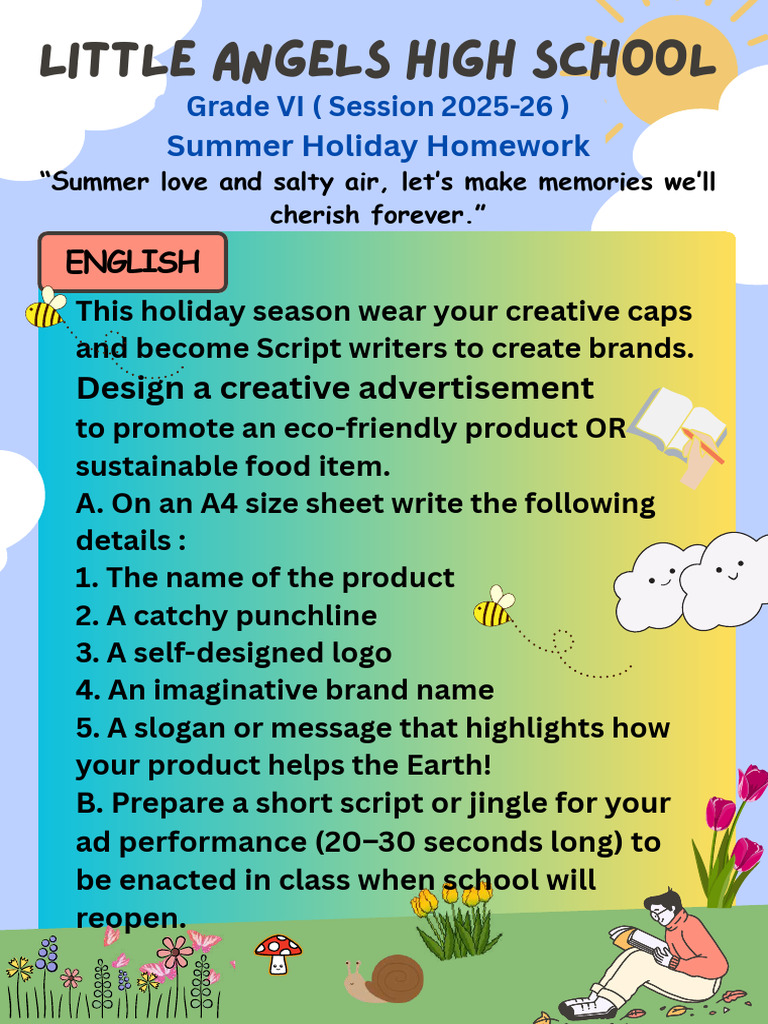 Creative Holiday Homework Guide | PDF | Leaf