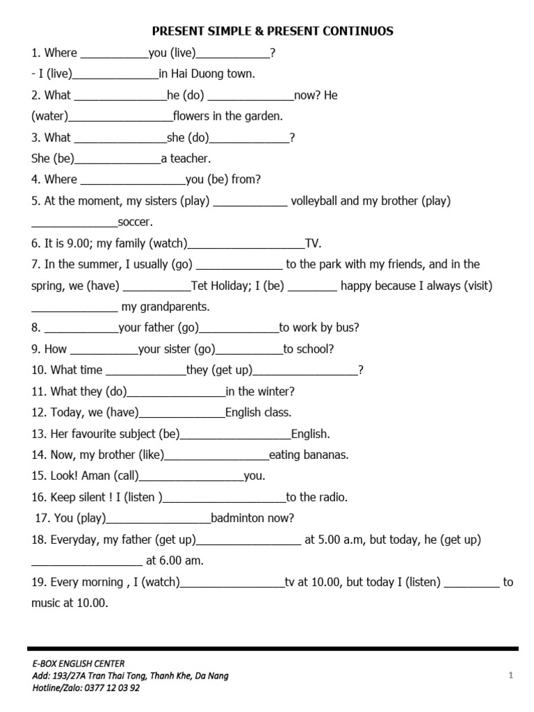 Present Simple vs Continuous Guide | PDF
