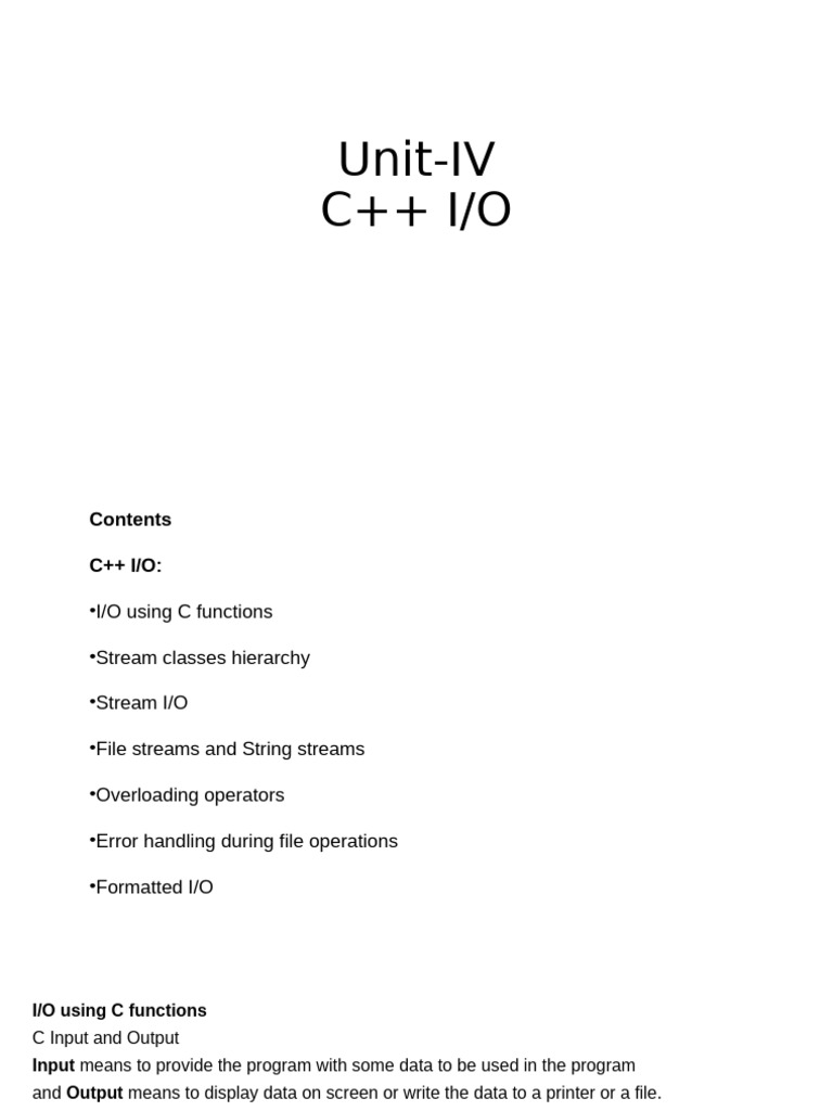 C++ Input and Output Operations Guide | PDF | Input/Output | Computer ...