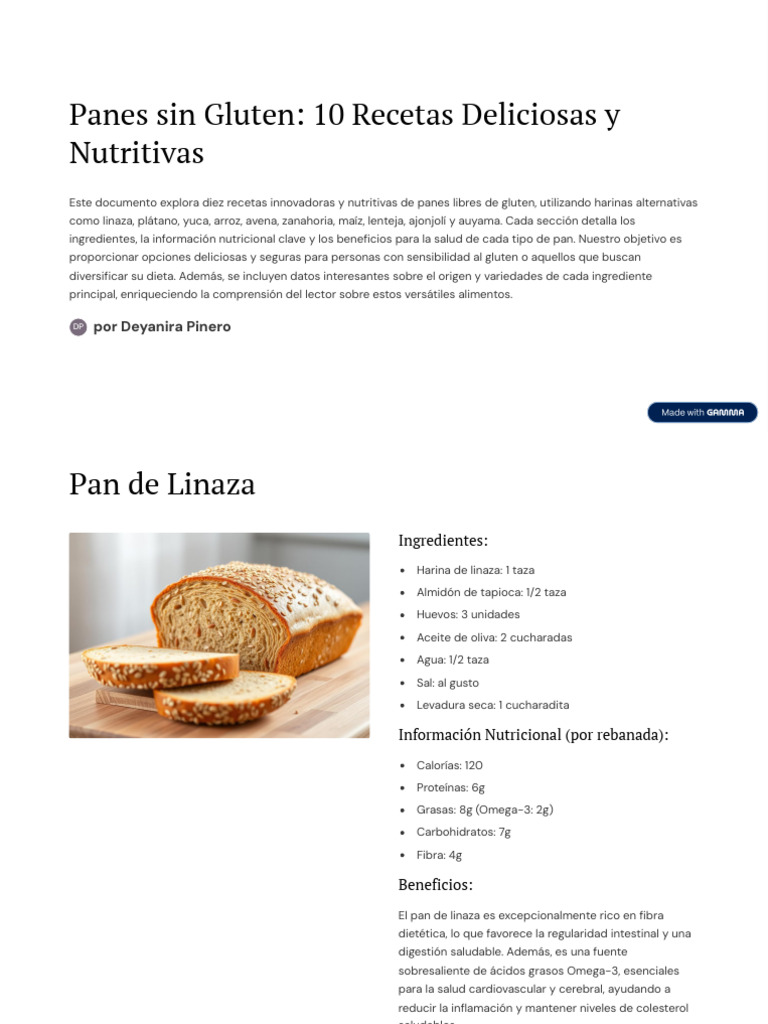 Panes Sin Gluten 10 Recetas Deliciosas y Nutritivas | PDF | Panes ...