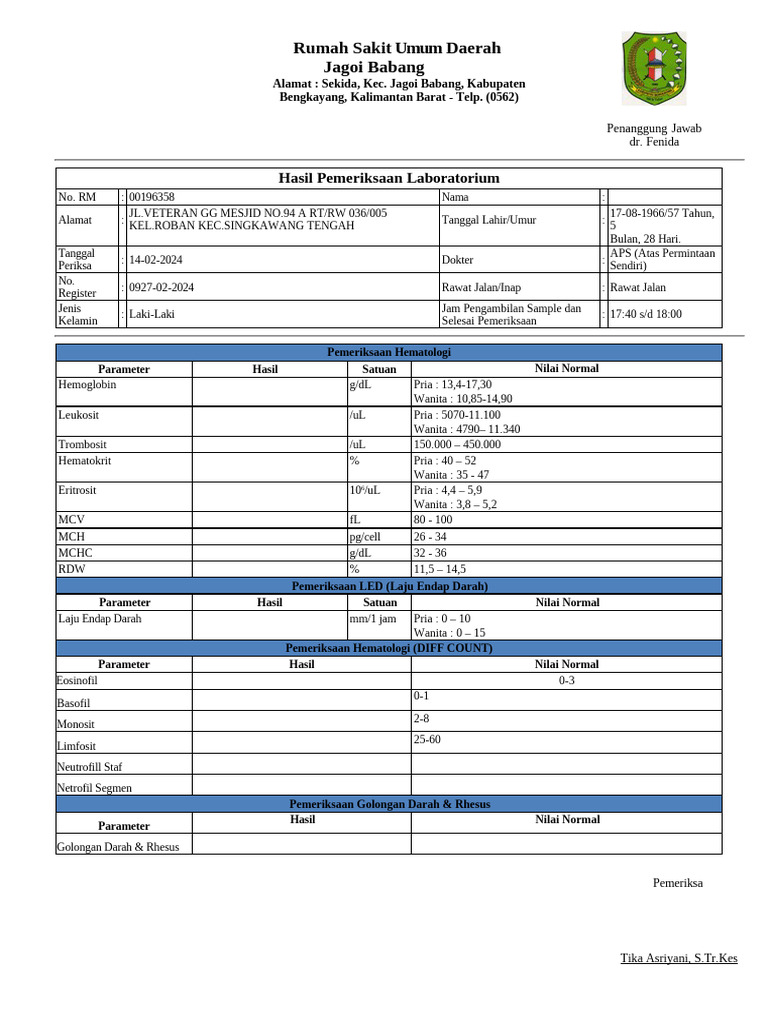 Hasil Lab Hematologi | PDF