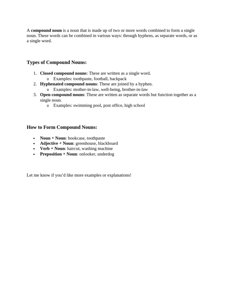 Understanding Compound Nouns | PDF