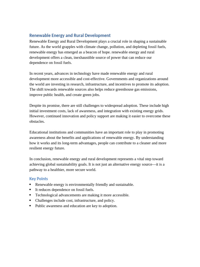 Renewable Energy's Impact on Rural Growth | PDF