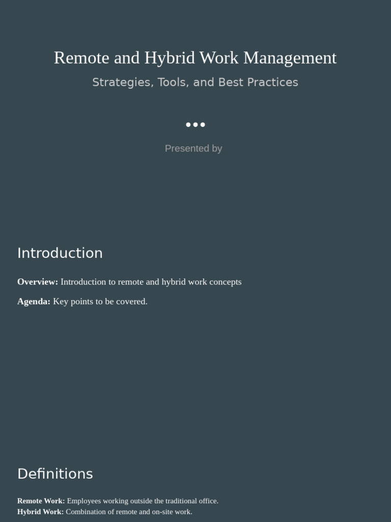 Remote and Hybrid Work Management | PDF