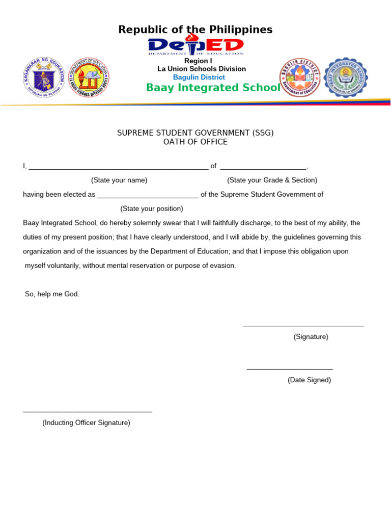 SSG Oath of Office | PDF