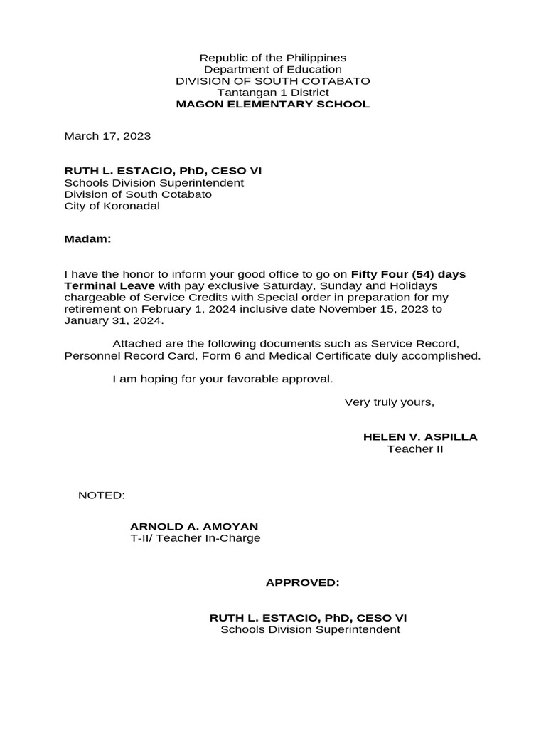 Terminal Leave Request for Retirement | PDF