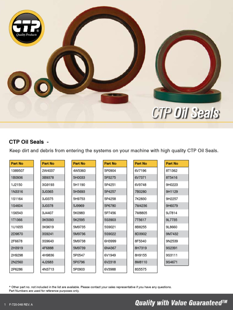 CTP Oil Seals Part Numbers List | PDF