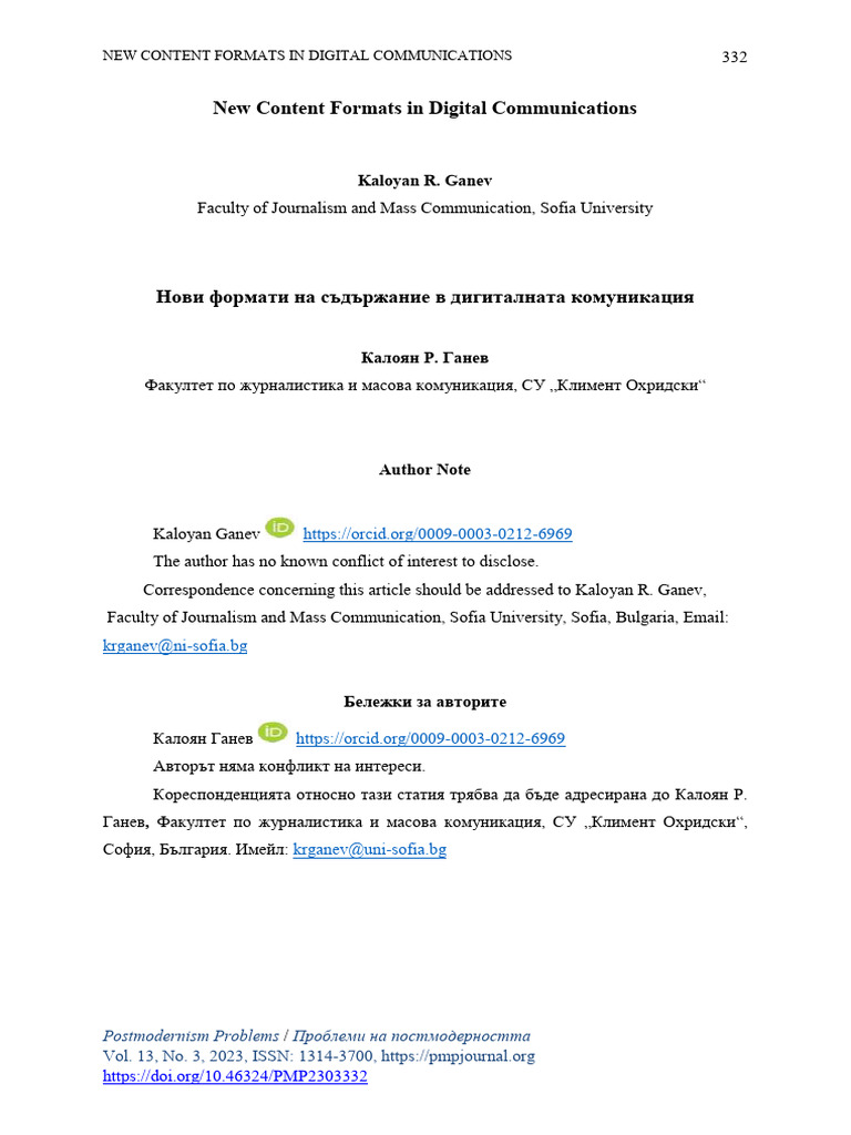 New Content Formats in Digital Media | PDF | Attachment Theory | Mass Media