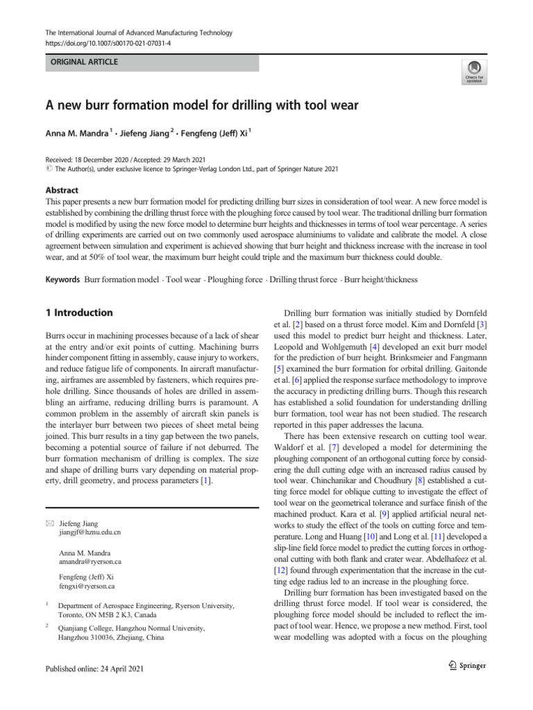 Artigo - A New Burr Formation Model For Drilling With Tool Wear - T ...