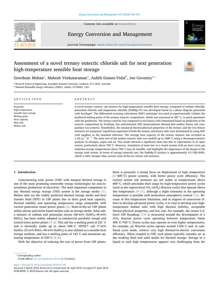 Novel Ternary Eutectic Salt for Heat Storage | PDF | Differential ...
