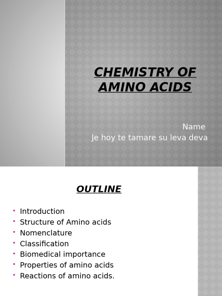 Chemistry of Amino Acid | PDF | Amino Acid | Biosynthesis