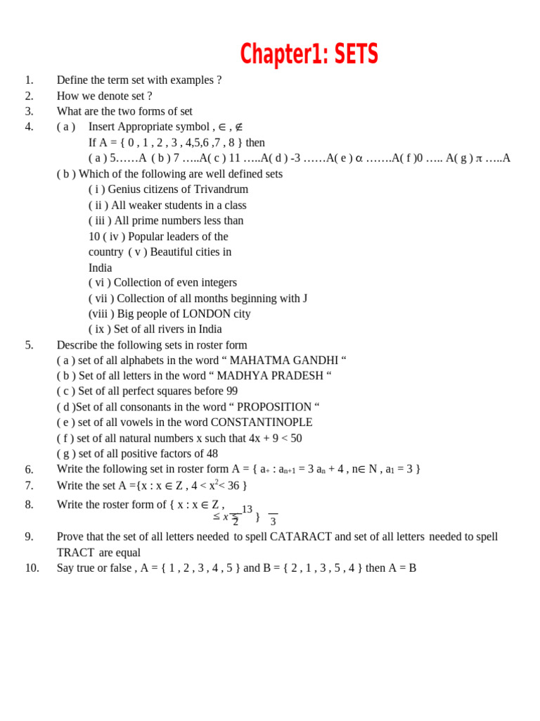 Understanding Sets: Definitions and Examples | PDF | Mathematics ...